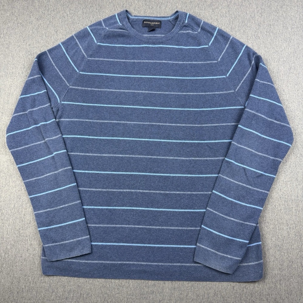 Banana Republic Mens Medium Blue Striped Cotton Long Sleeve T-Shirt S/763626-03
